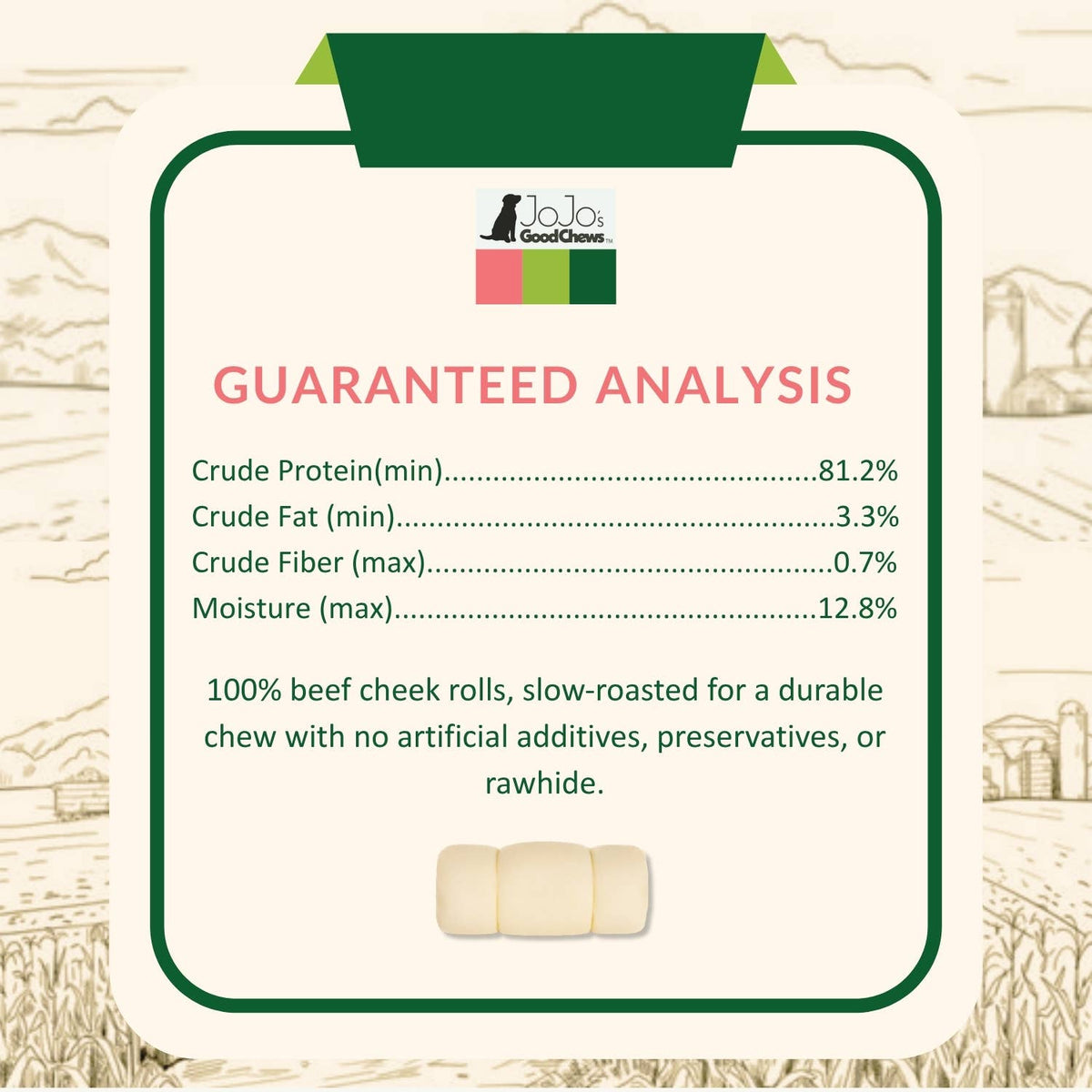 All-Natural Plain Beef Cheek Rolls Dog Chews - Small